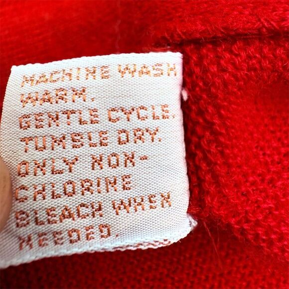 Vintage 70s The Fox Collection XL Lipstick Red Cardigan Sweater Mr. Rogers - Picture 5 of 9